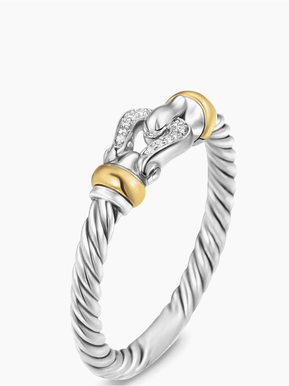 David Yurman Two-Tone Petite Buckle Ring — Silver and Gold - Picture 3 of 7